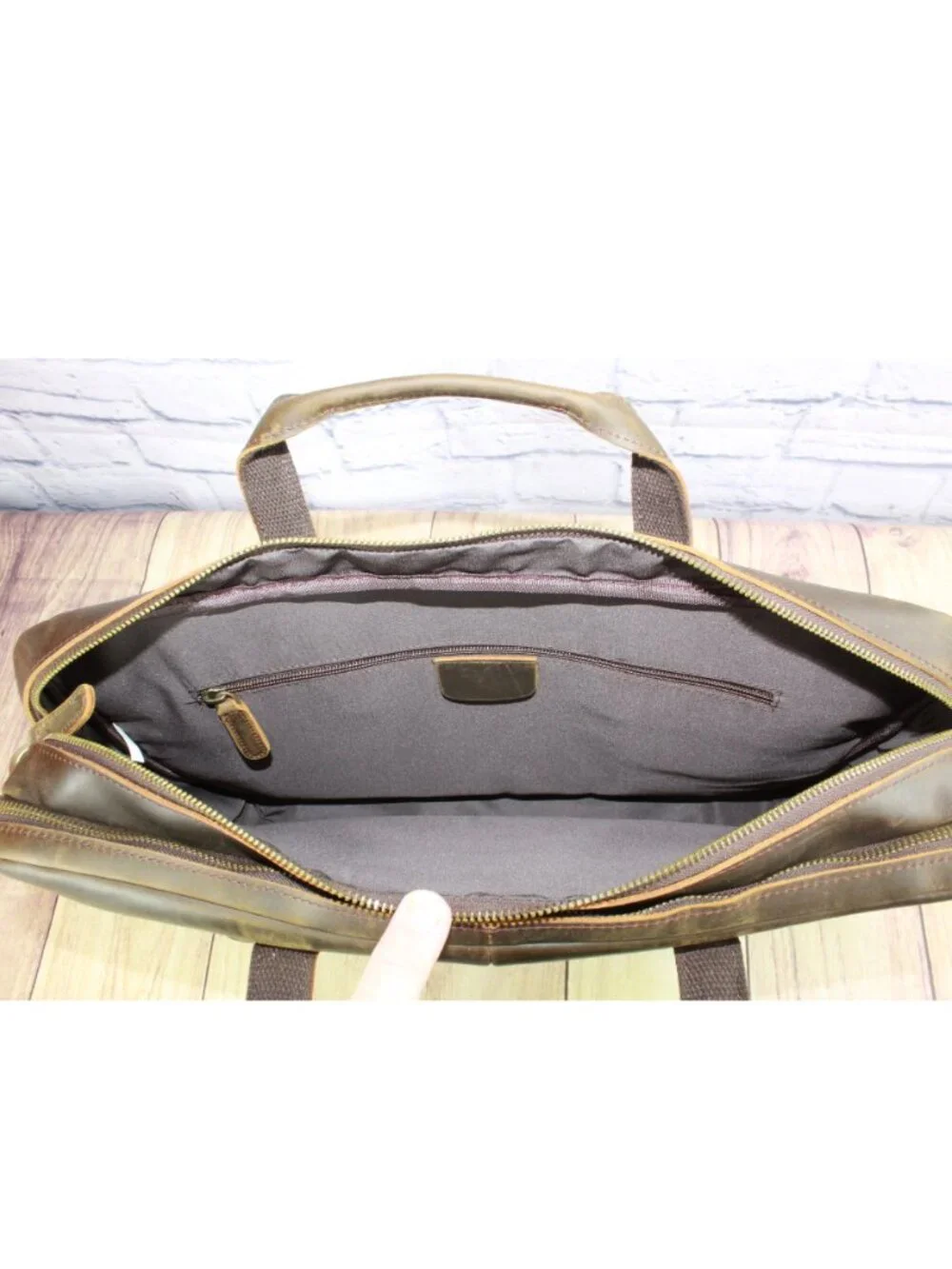 Men's Brown Leather Laptop Briefcase Messenger Bag Work Travel 18 x 12 x 3.5